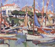 Samuel John Peploe Boats at Royan Sweden oil painting artist